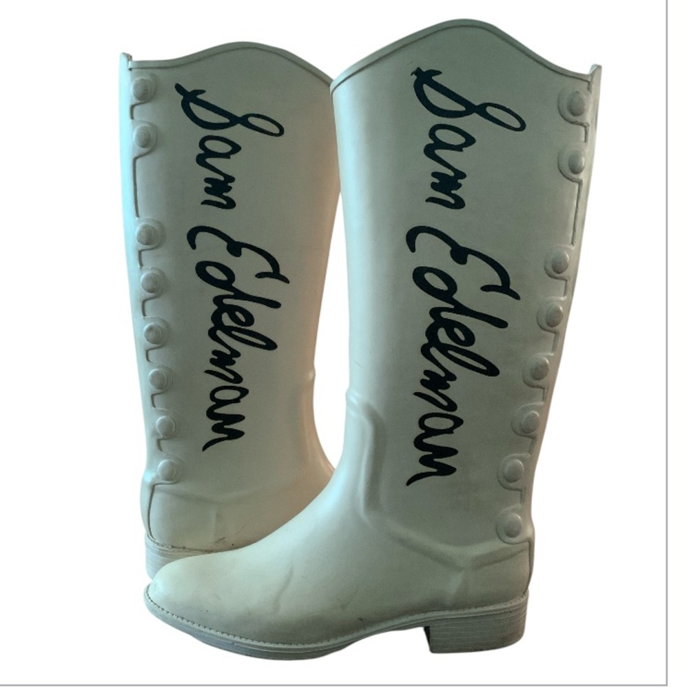 Sam Edelman Western Tall Creeper Rubber Rain Boots Size 8M Xenia Riding